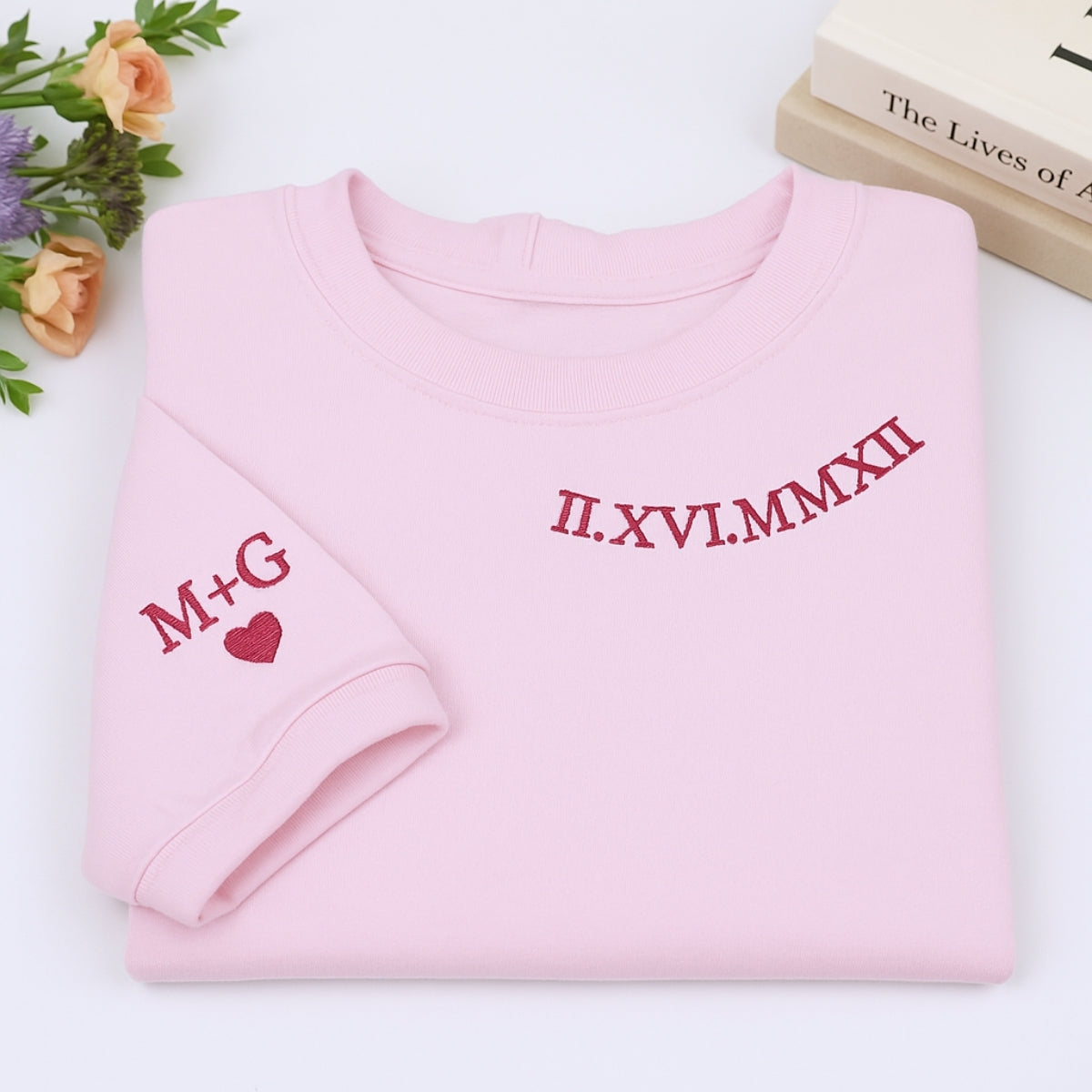 Custom Embroidered Roman Numeral Hoodie - Personalized Anniversary Wedding Gift for Couples