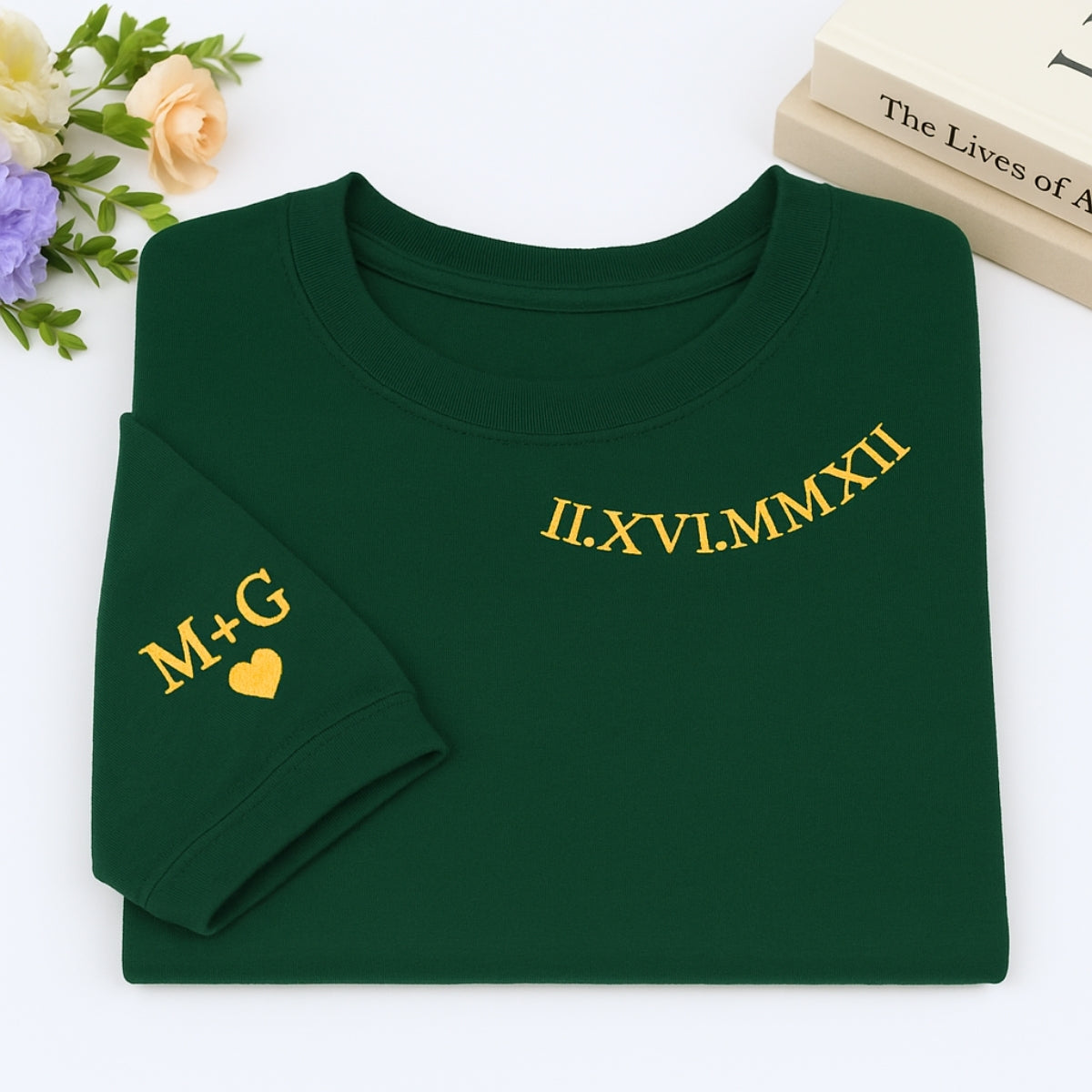 Custom Embroidered Roman Numeral Hoodie - Personalized Anniversary Wedding Gift for Couples