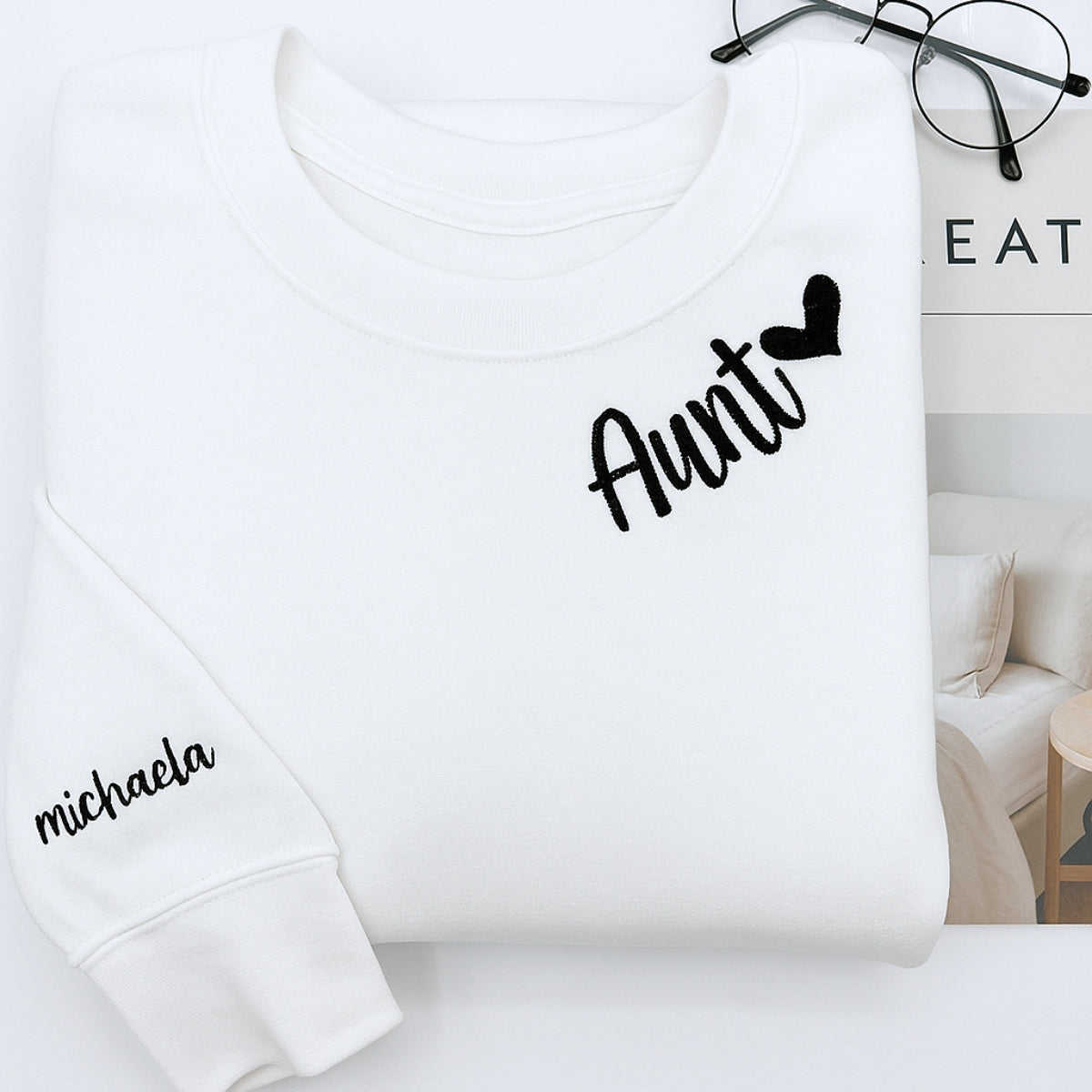 Custom Embroidered Aunt Hoodie - Personalized Auntie Sweatshirt - Perfect Aunt Gift