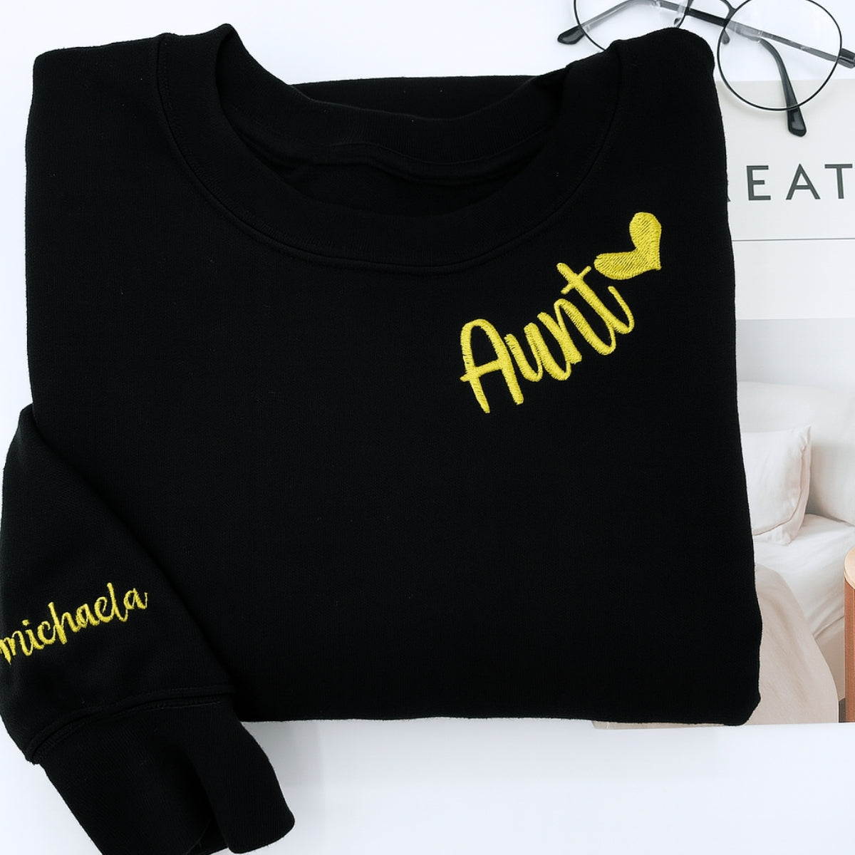 Custom Embroidered Aunt Hoodie - Personalized Auntie Sweatshirt - Perfect Aunt Gift