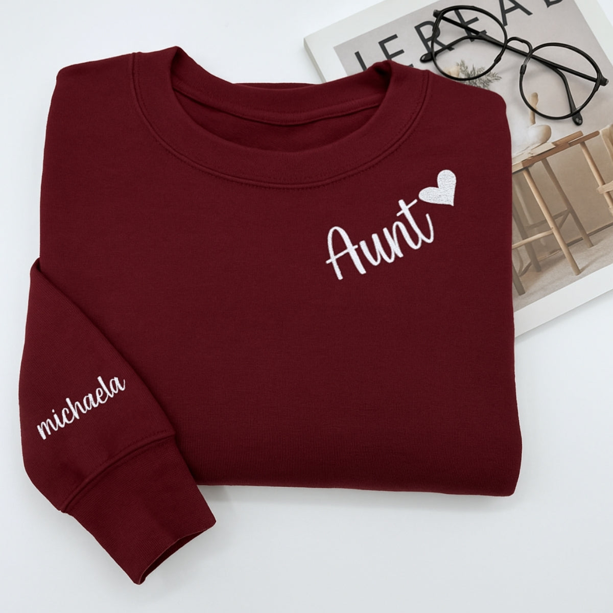 Custom Embroidered Aunt Hoodie - Personalized Auntie Sweatshirt - Perfect Aunt Gift