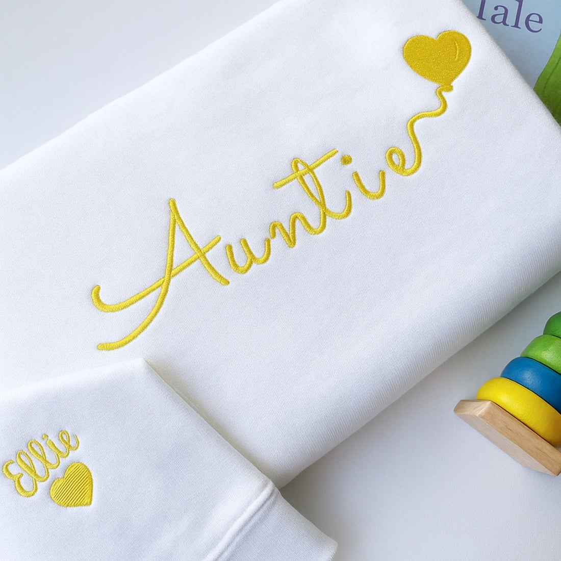 Custom Embroidered Auntie Hoodie - Personalized Aunt Sweatshirt with Name - Family Gift