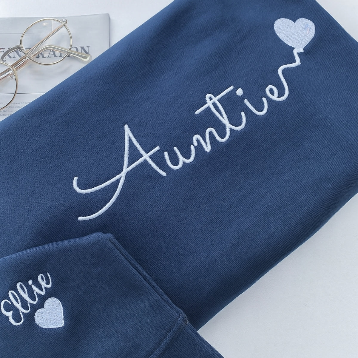 Custom Embroidered Auntie Hoodie - Personalized Aunt Sweatshirt with Name - Family Gift