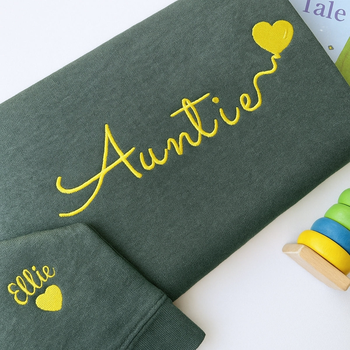 Custom Embroidered Auntie Hoodie - Personalized Aunt Sweatshirt with Name - Family Gift
