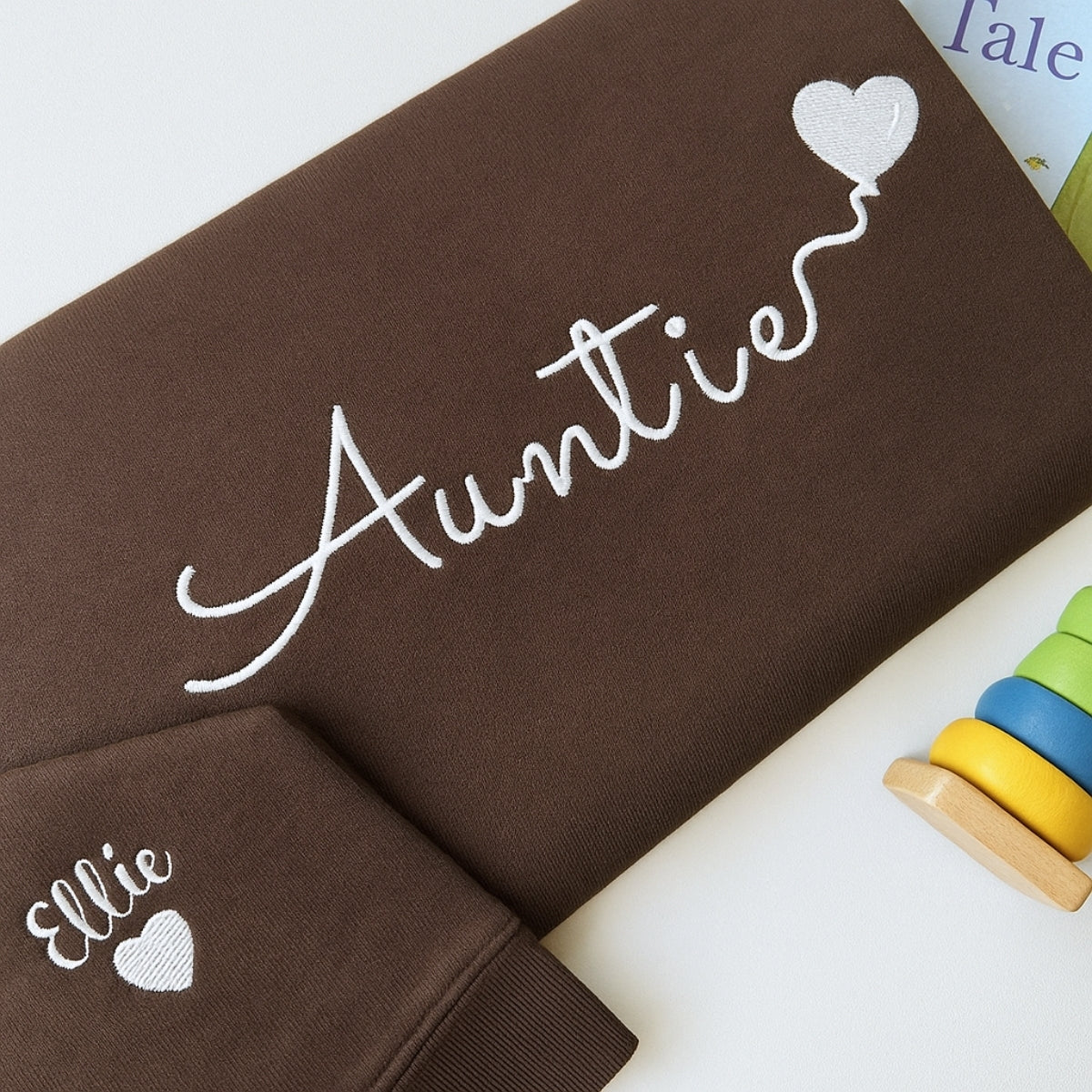 Custom Embroidered Auntie Hoodie - Personalized Aunt Sweatshirt with Name - Family Gift