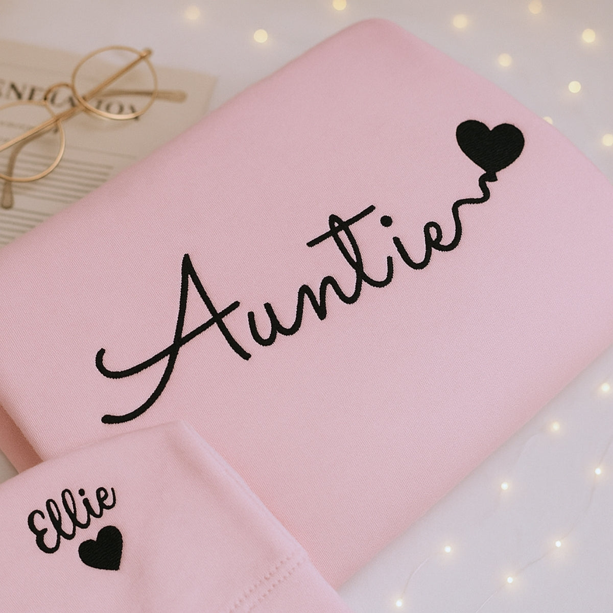 Custom Embroidered Auntie Hoodie - Personalized Aunt Sweatshirt with Name - Family Gift