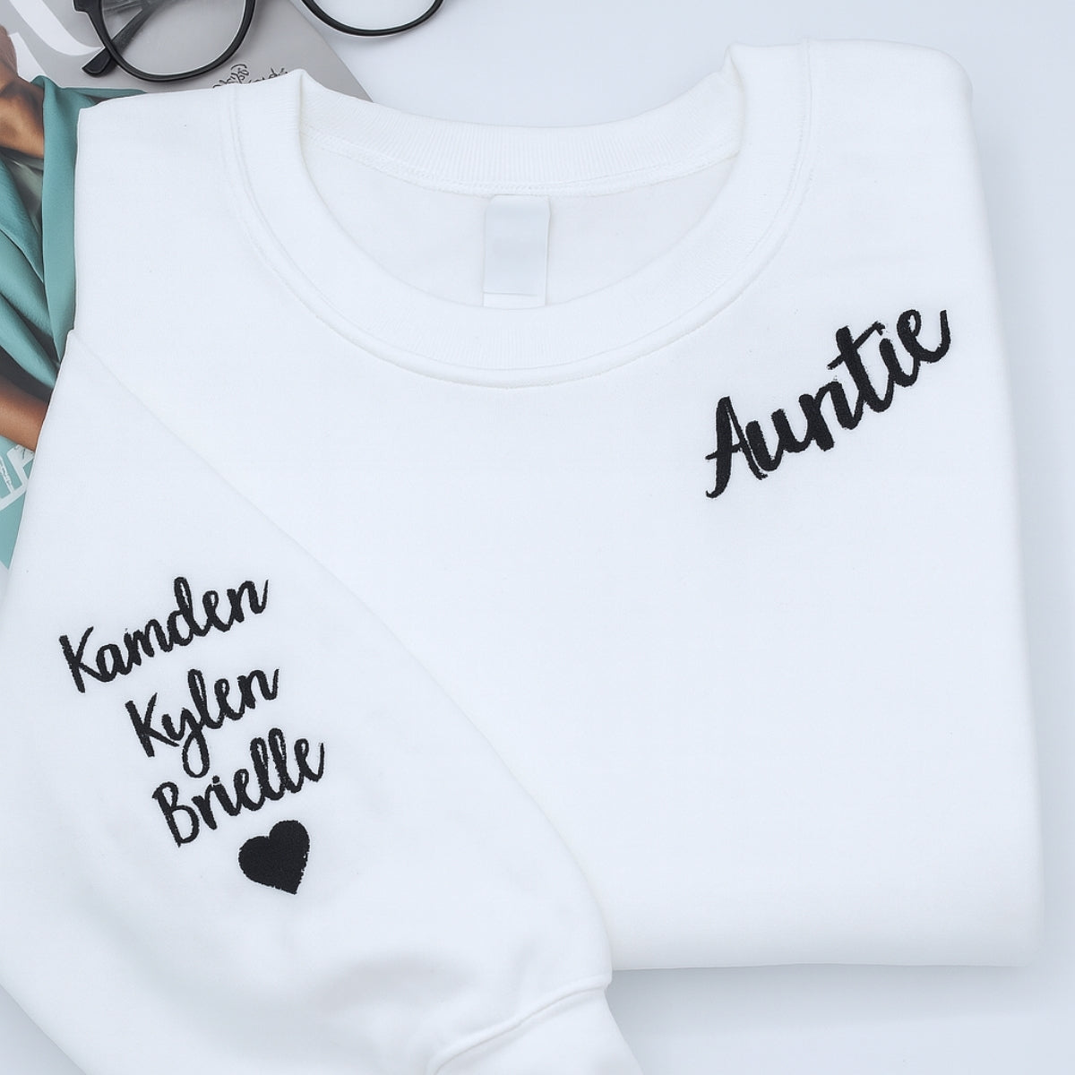 Custom Embroidered Auntie Hoodie - Personalized Sweatshirt with Multiple Names - Aunt Gift