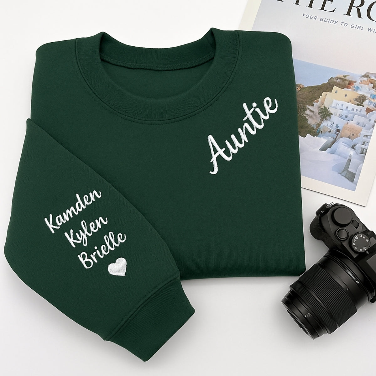Custom Embroidered Auntie Hoodie - Personalized Sweatshirt with Multiple Names - Aunt Gift