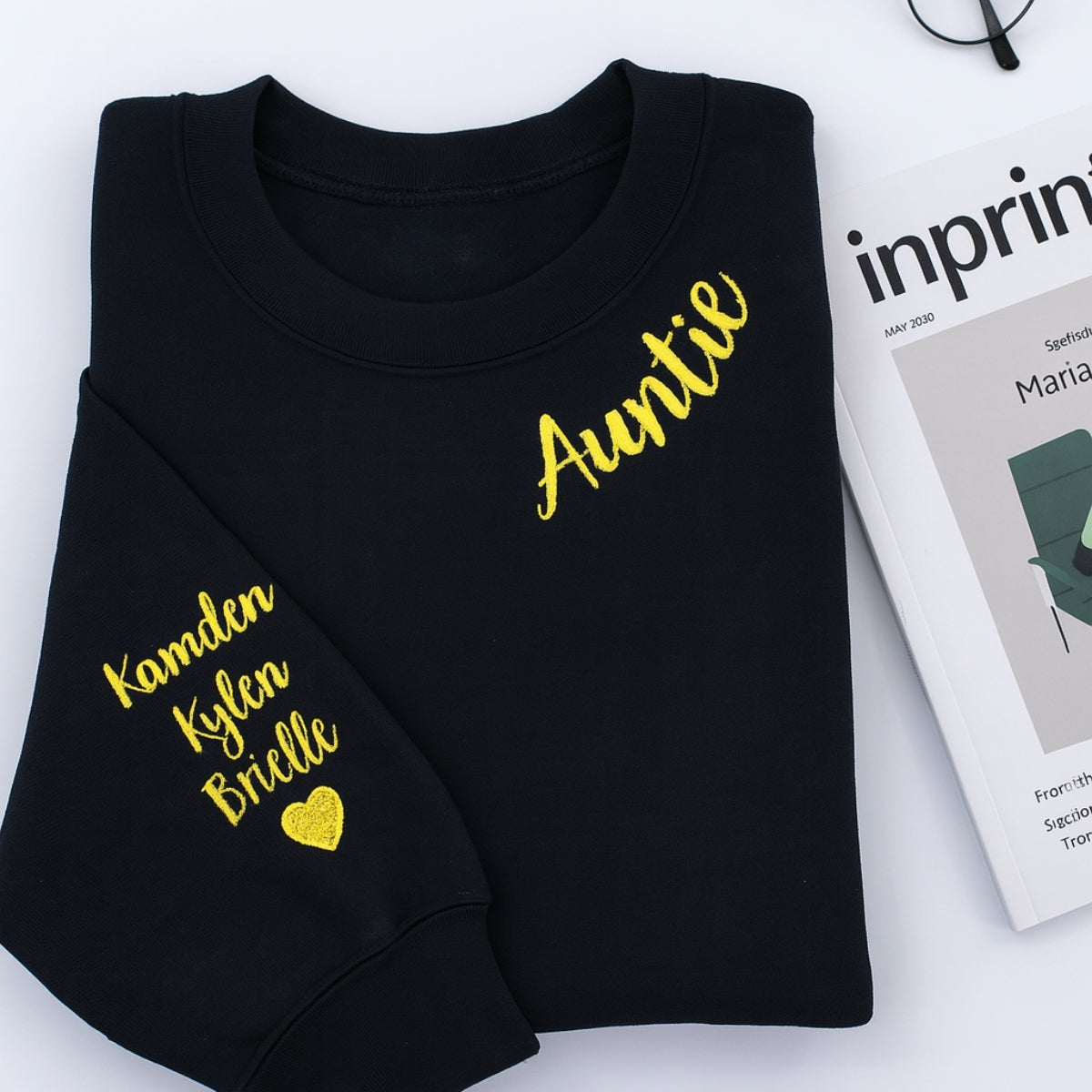 Custom Embroidered Auntie Hoodie - Personalized Sweatshirt with Multiple Names - Aunt Gift