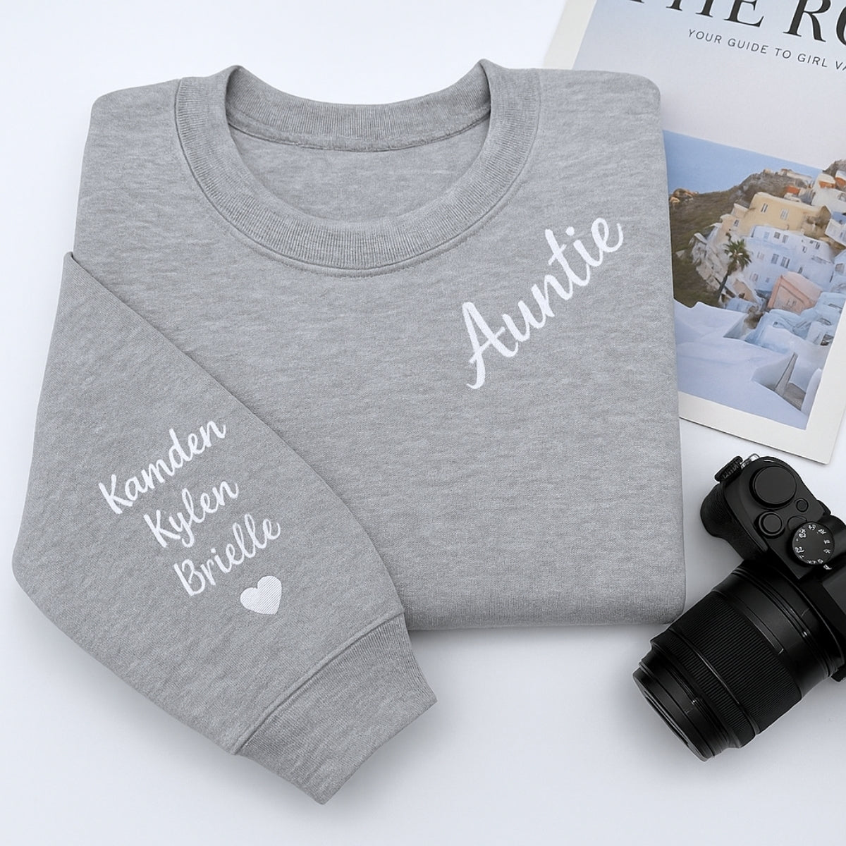 Custom Embroidered Auntie Hoodie - Personalized Sweatshirt with Multiple Names - Aunt Gift