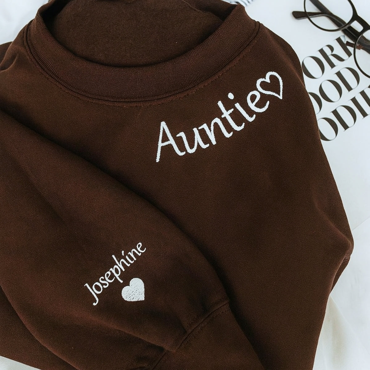 Custom Embroidered Auntie Hoodie - Personalized Aunt Sweatshirt - Perfect Family Gift
