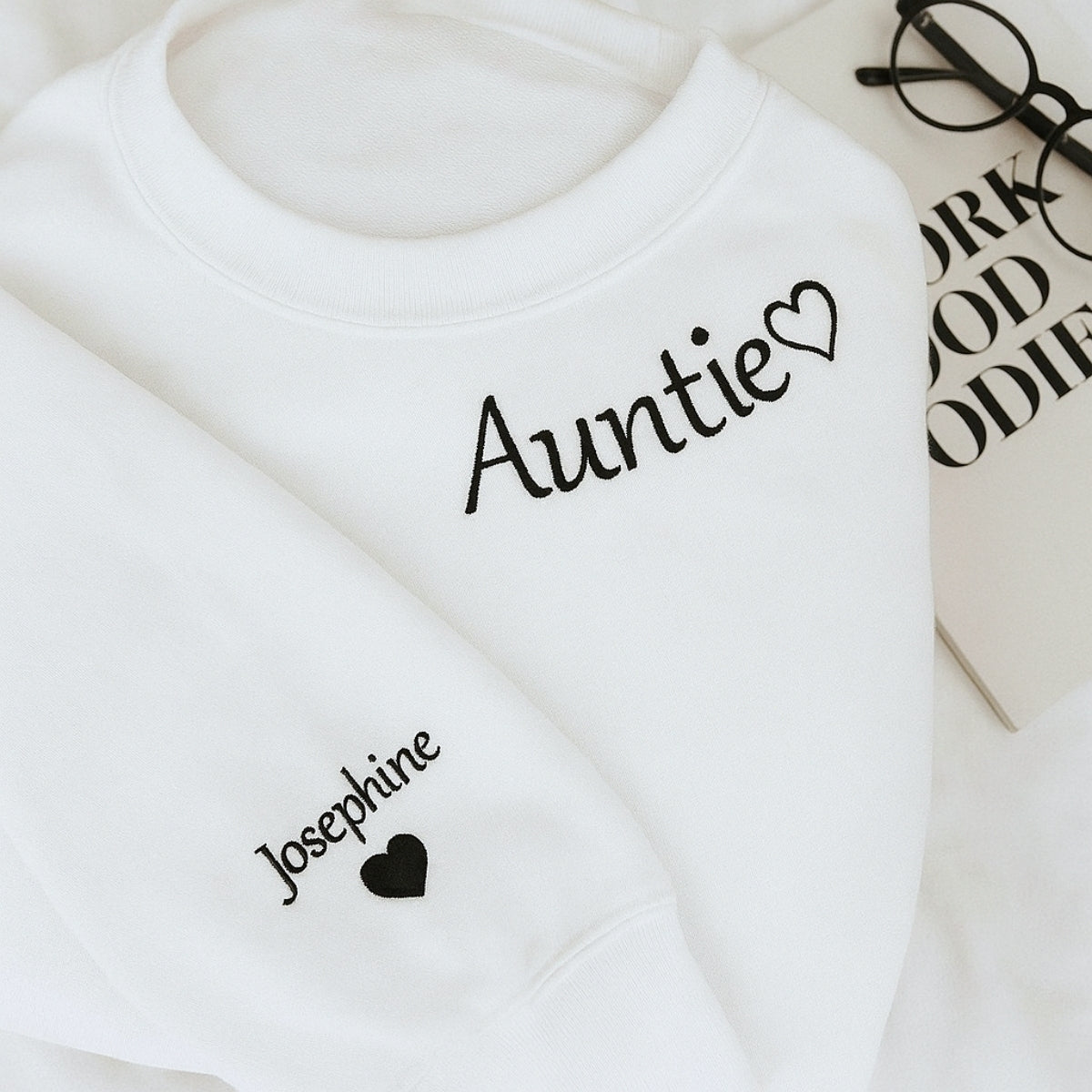 Custom Embroidered Auntie Hoodie - Personalized Aunt Sweatshirt - Perfect Family Gift