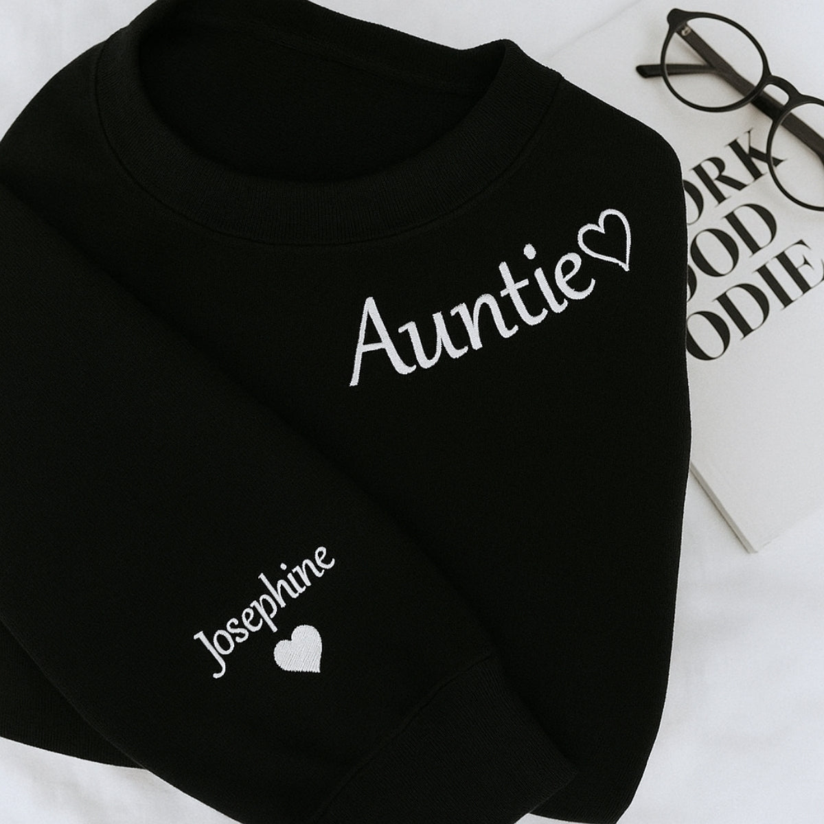 Custom Embroidered Auntie Hoodie - Personalized Aunt Sweatshirt - Perfect Family Gift