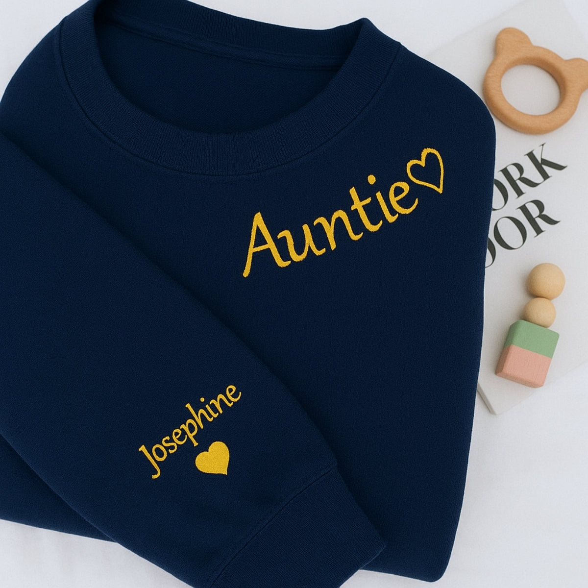 Custom Embroidered Auntie Hoodie - Personalized Aunt Sweatshirt - Perfect Family Gift