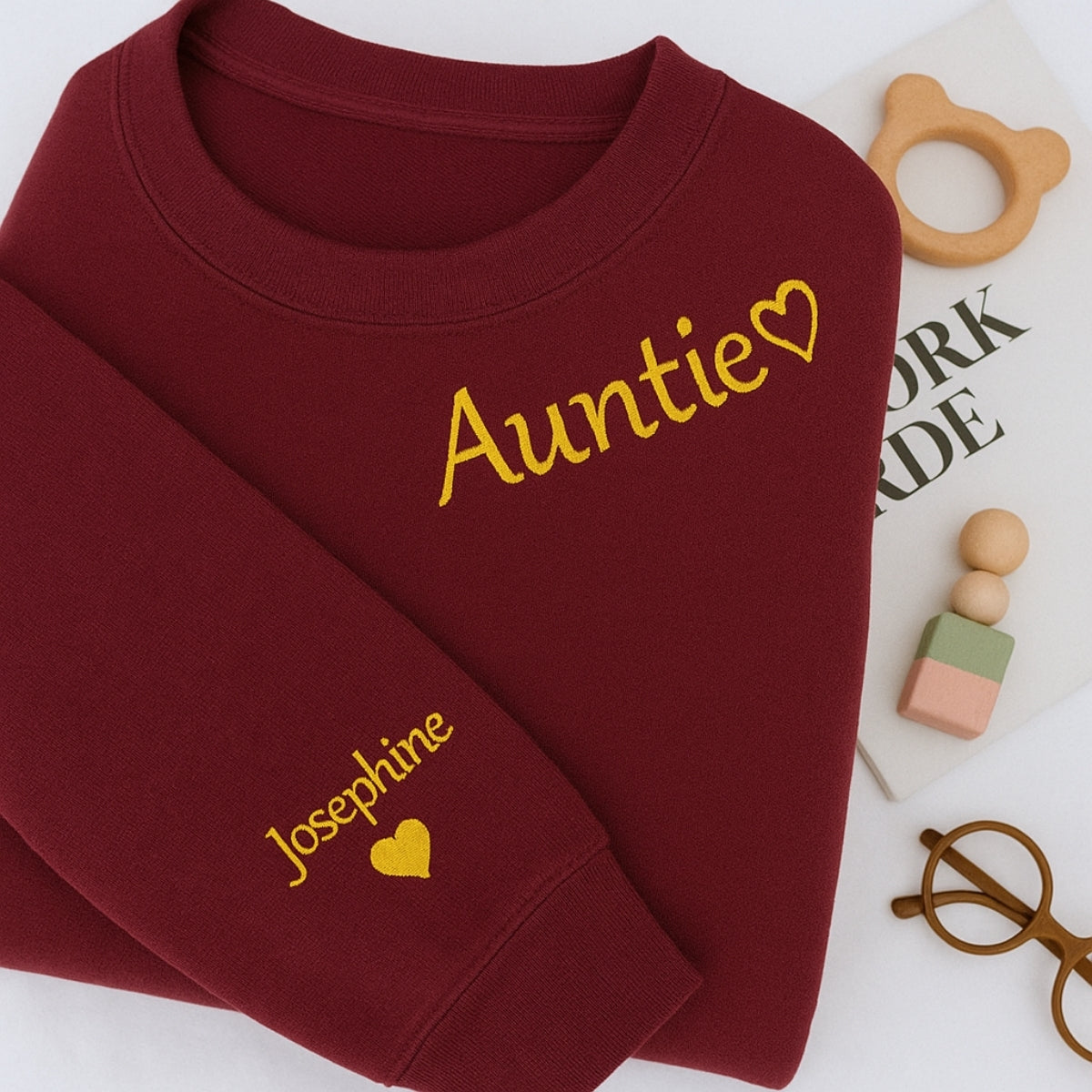 Custom Embroidered Auntie Hoodie - Personalized Aunt Sweatshirt - Perfect Family Gift