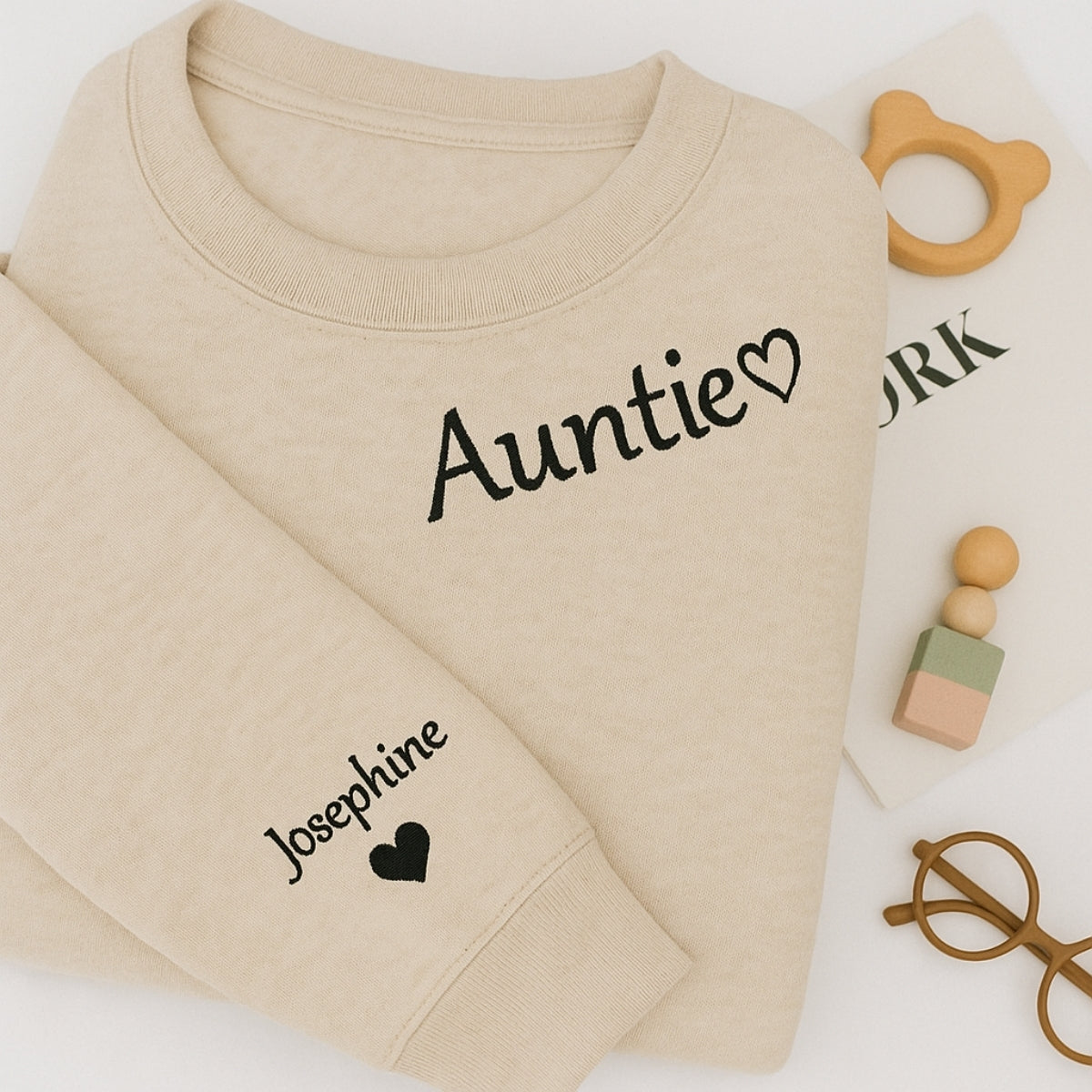Custom Embroidered Auntie Hoodie - Personalized Aunt Sweatshirt - Perfect Family Gift