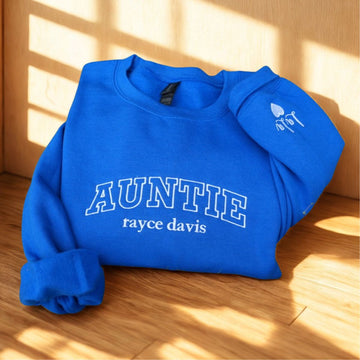 Custom Embroidered Auntie Sweatshirt - Personalized Aunt Hoodie with Name - Family Gift