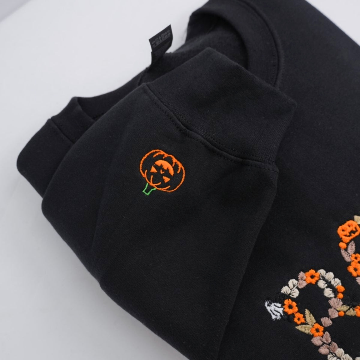 Spooky Floral Custom Embroidered Hoodie - Personalized BOO Halloween Gift - Halloween Party Apparel