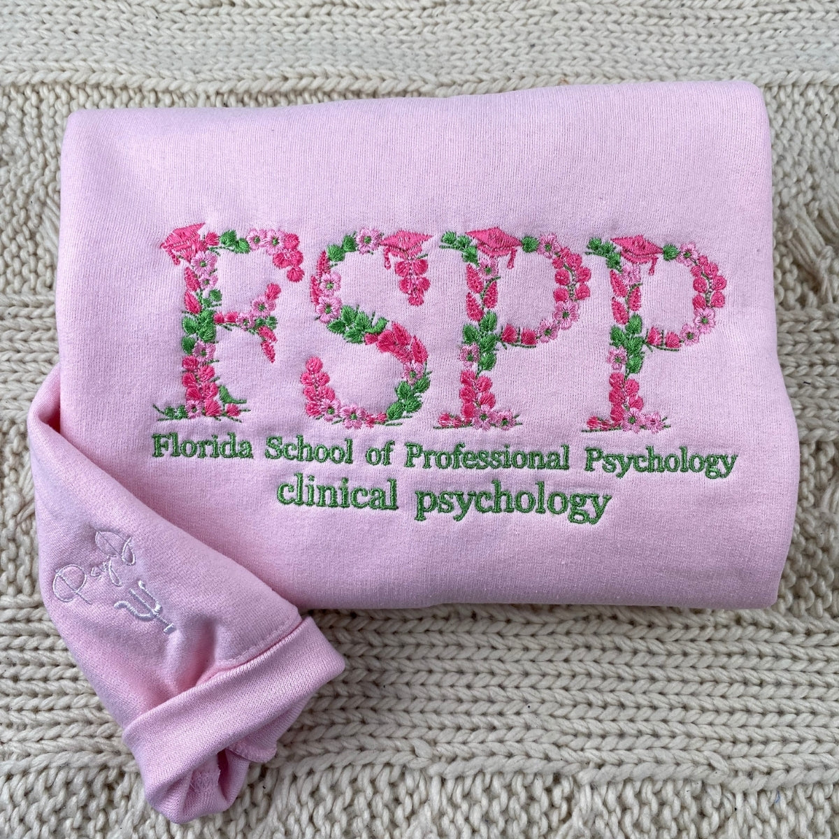 Floral Embroidered Back to School Hoodie - Academic Sweatshirt - College Apparel