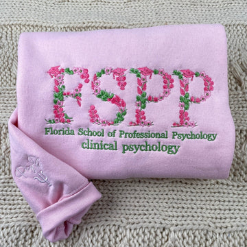 Floral Embroidered Back to School Hoodie - Academic Sweatshirt - College Apparel