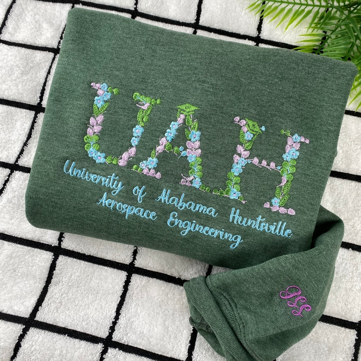 Floral Embroidered Back to School Hoodie - Academic Sweatshirt - College Apparel