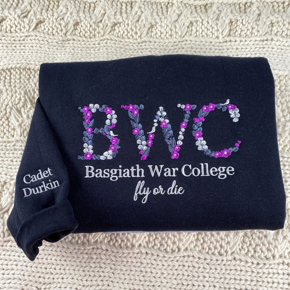 Floral Embroidered Back to School Hoodie - Academic Sweatshirt - College Apparel