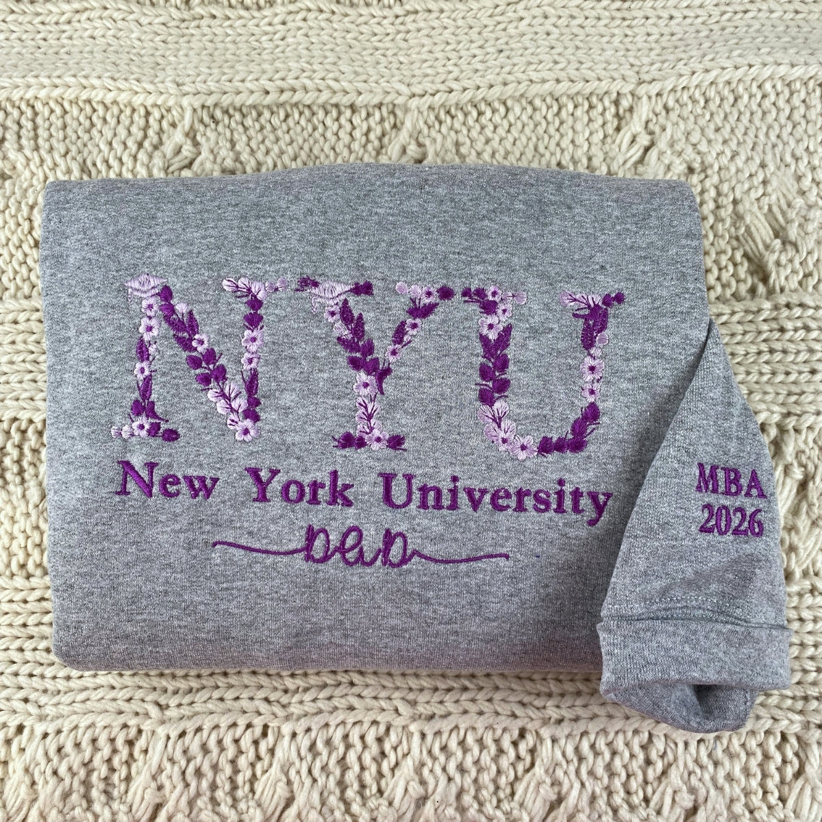 Floral Embroidered Back to School Hoodie - Academic Sweatshirt - College Apparel
