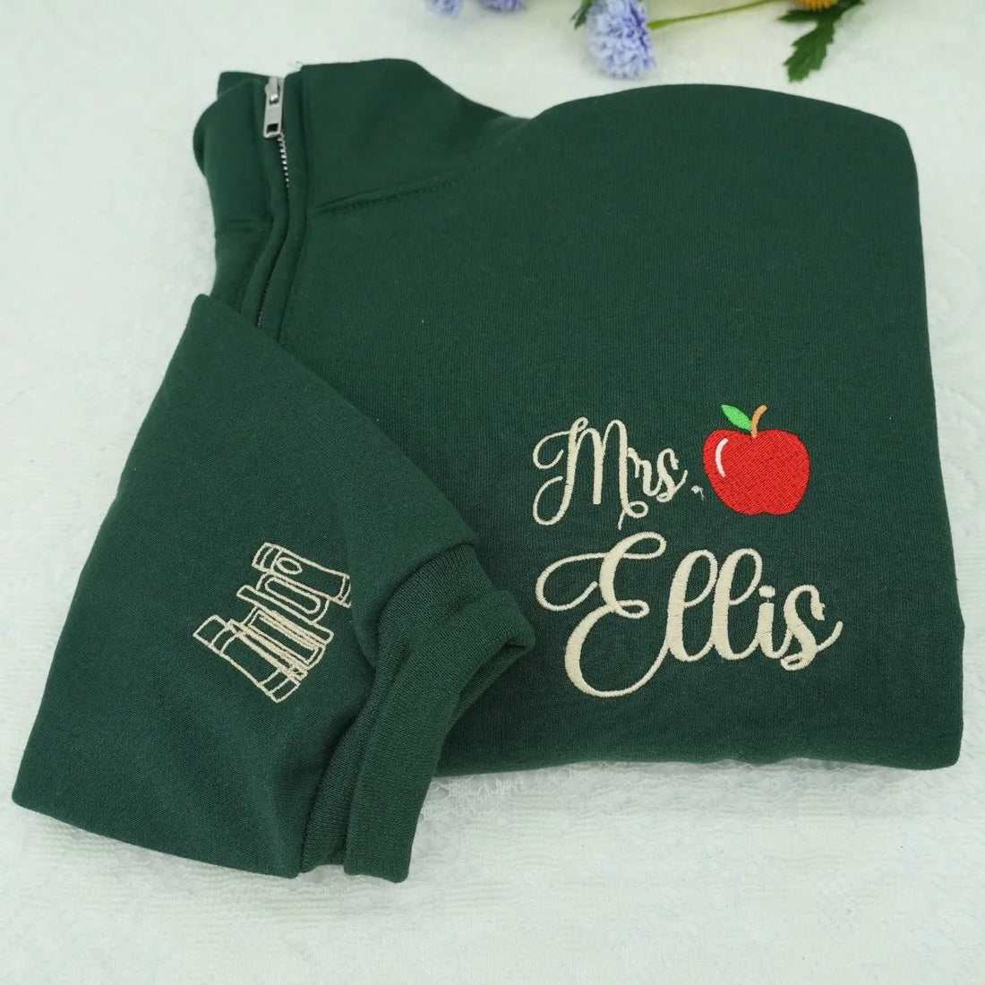 Custom Embroidered Teacher Sweatshirt - Personalized Name Quarter Zip - Educator Gift