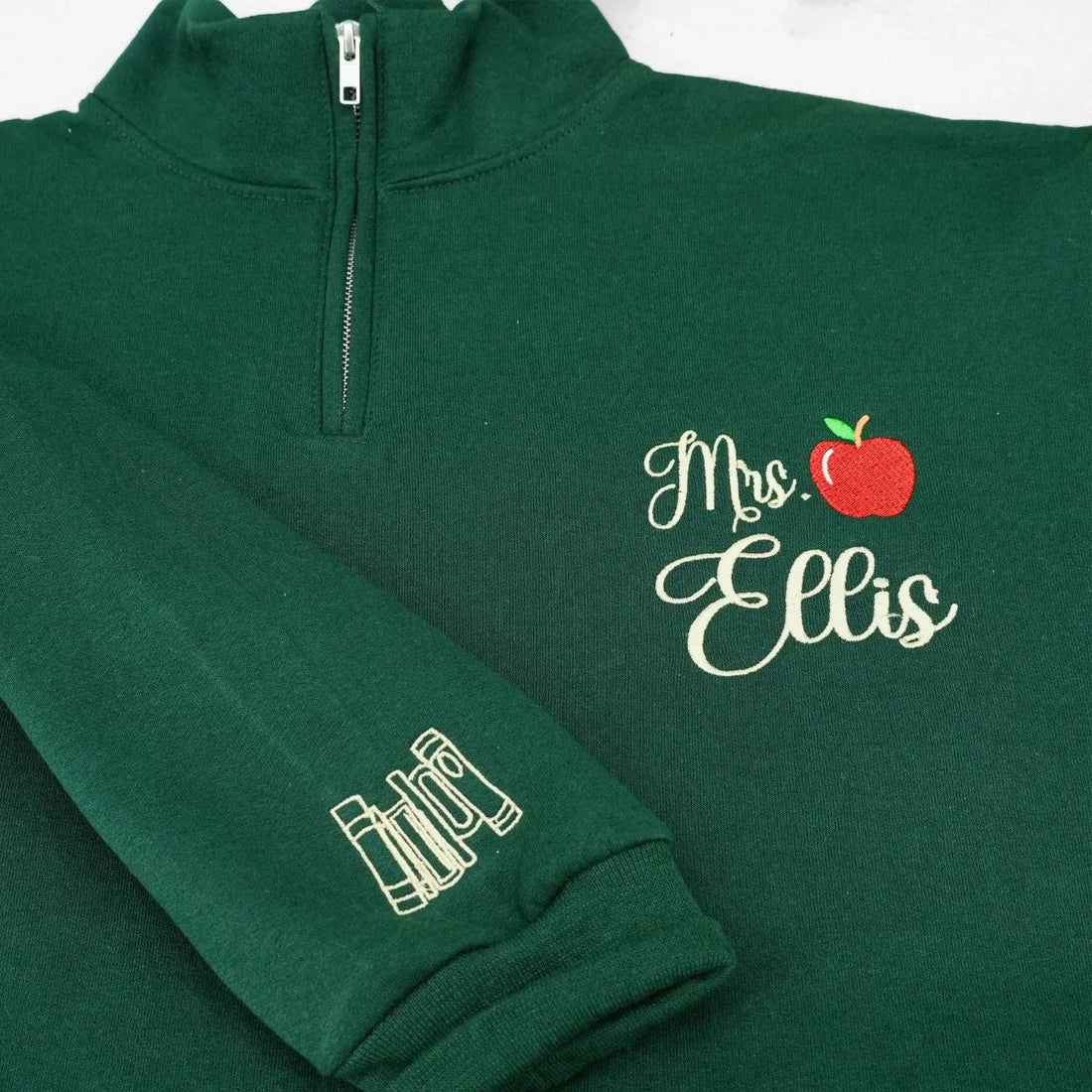 Custom Embroidered Teacher Sweatshirt - Personalized Name Quarter Zip - Educator Gift