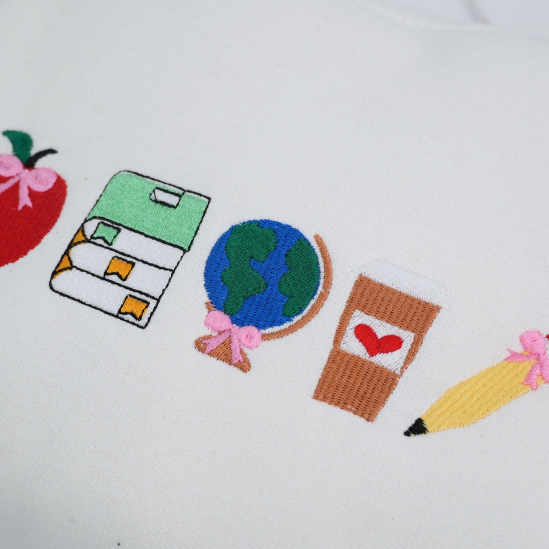 School Supplies Custom Embroidered Sweatshirt - Personalized Teacher Gift - Back to School Apparel