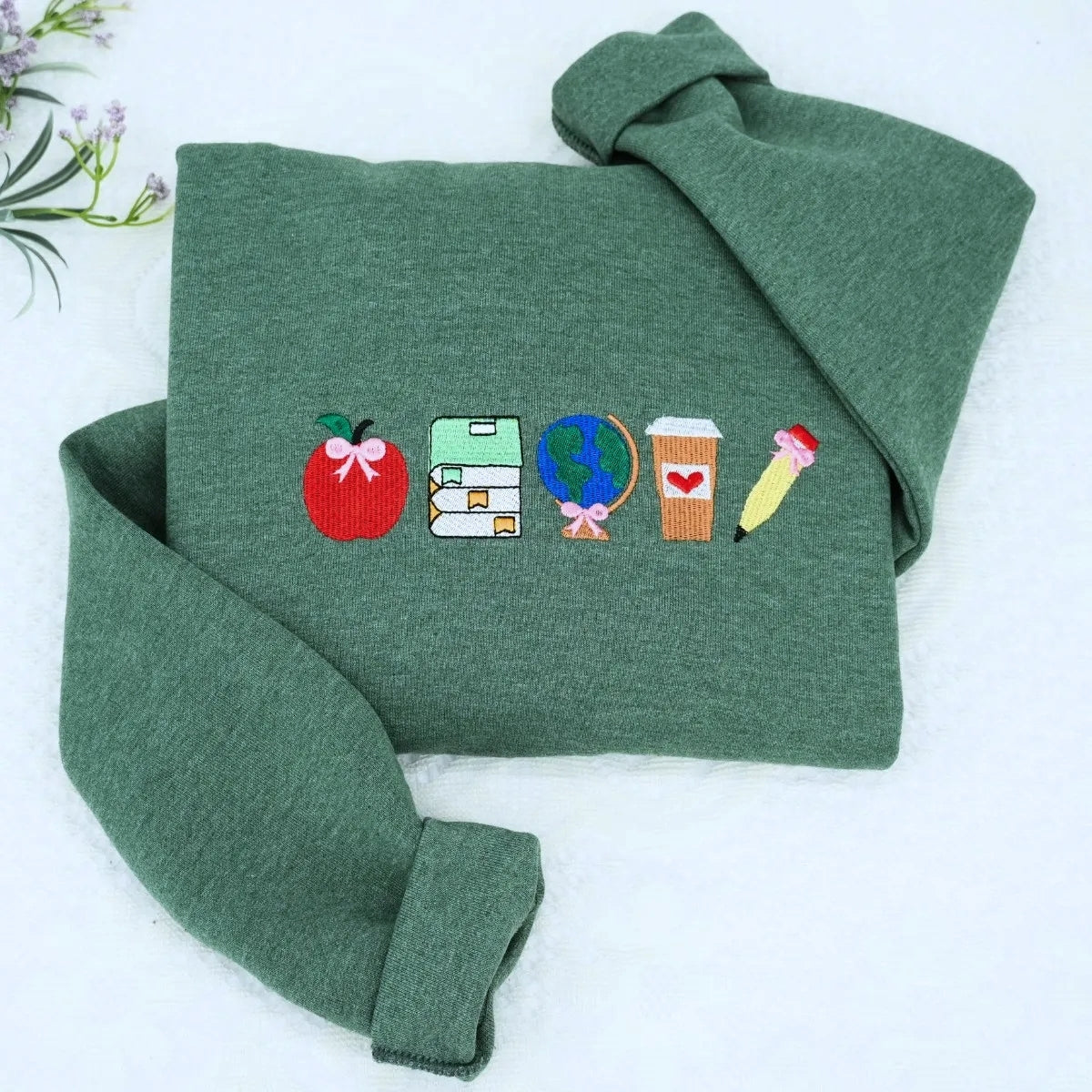 School Supplies Custom Embroidered Sweatshirt - Personalized Teacher Gift - Back to School Apparel