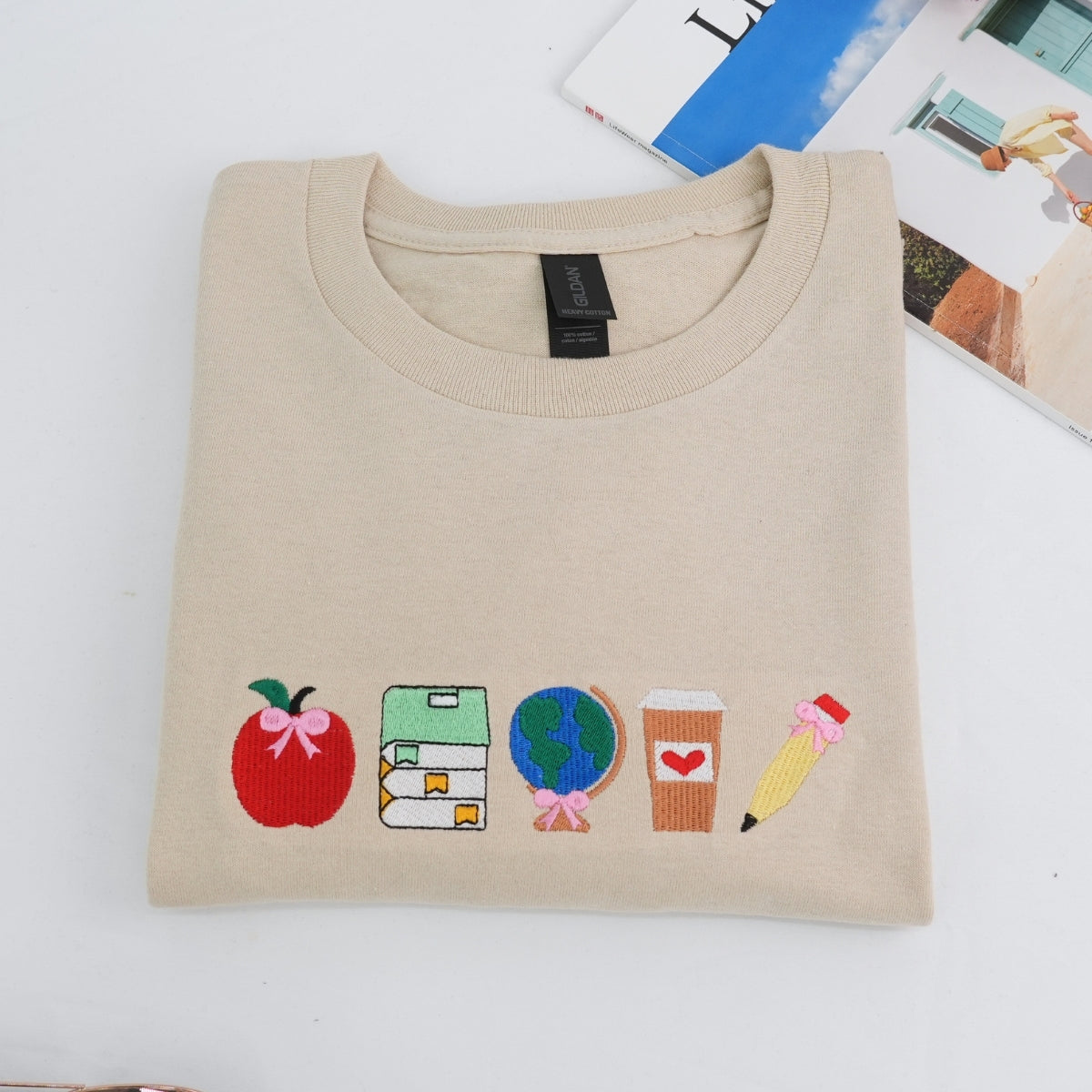 School Supplies Custom Embroidered Sweatshirt - Personalized Teacher Gift - Back to School Apparel