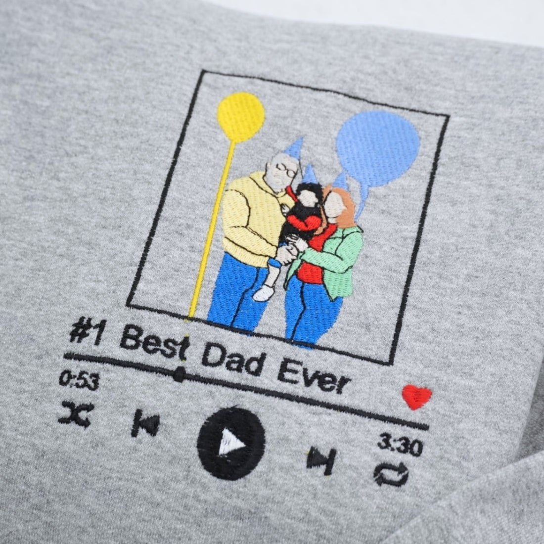 Music Player Custom Embroidered Hoodie - Personalized Best Dad Ever - Father's Day Gift