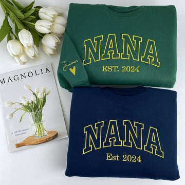 Varsity Style Custom Embroidered Hoodie - Personalized Birthday Nana Gift - Custom Grandma Sweatshir