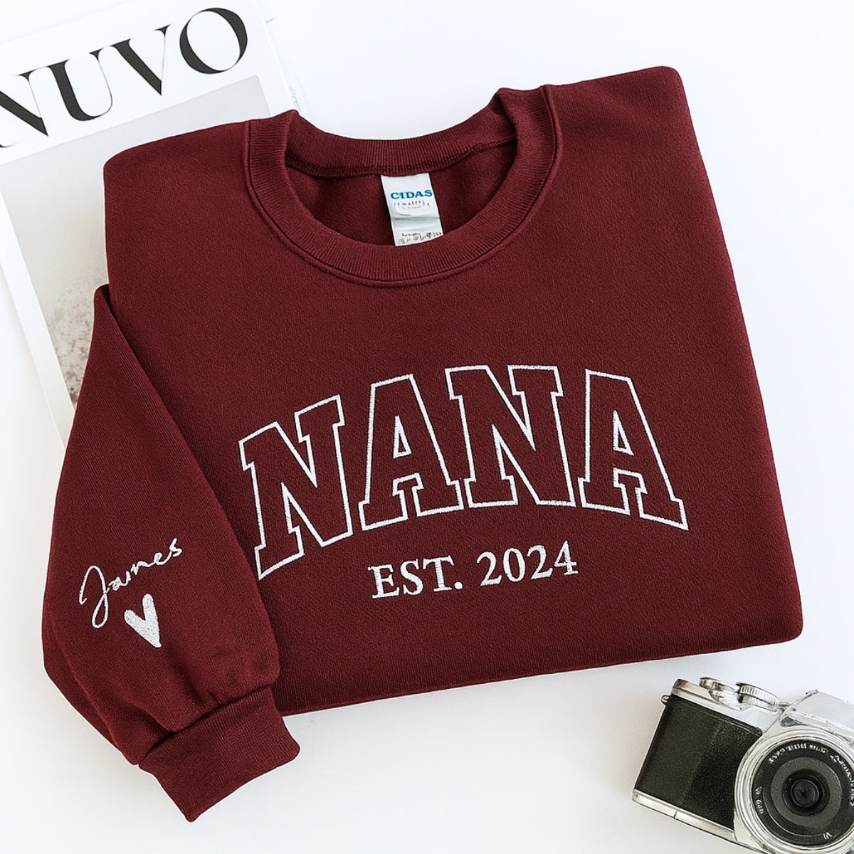 Varsity Style Custom Embroidered Hoodie - Personalized Birthday Nana Gift - Custom Grandma Sweatshir