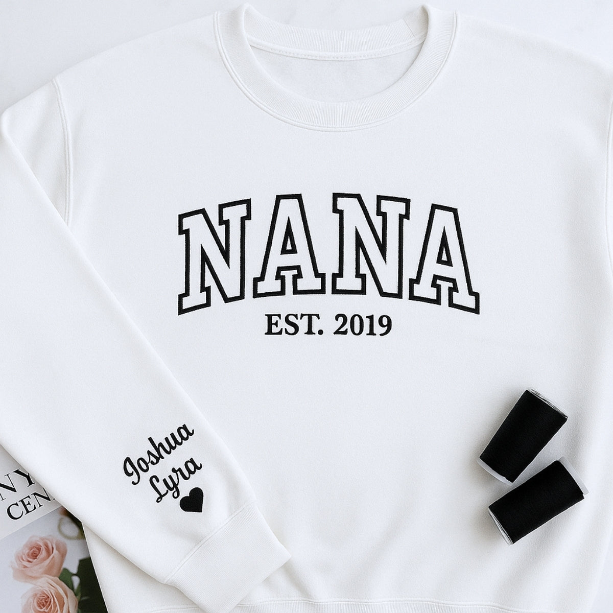 Varsity Style Custom Embroidered Hoodie - Personalized Birthday Nana Gift - Custom Grandma Sweatshir