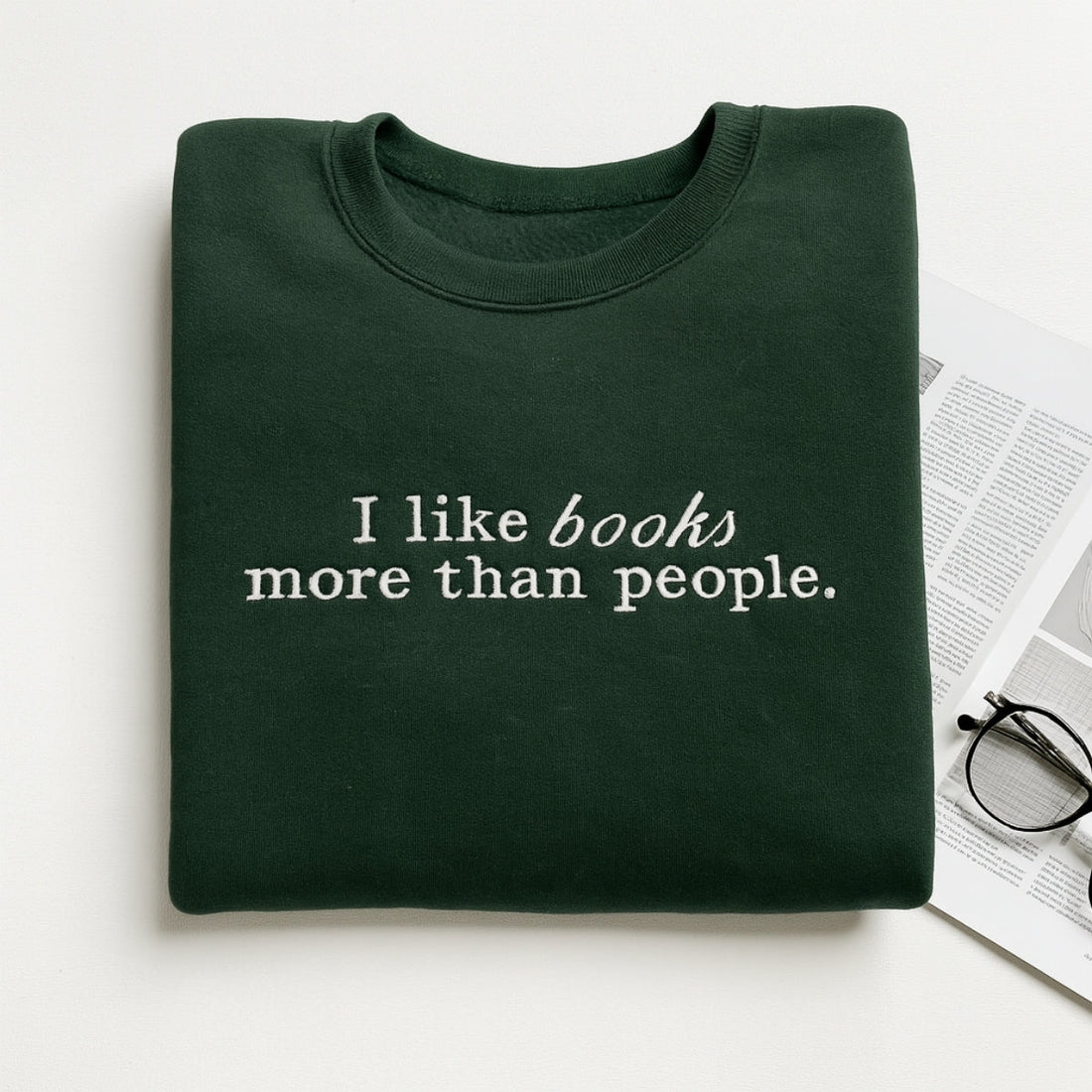 I Like Books More Than People Custom Embroidered Hoodie - Introvert Gift - Personalized Book Lover A