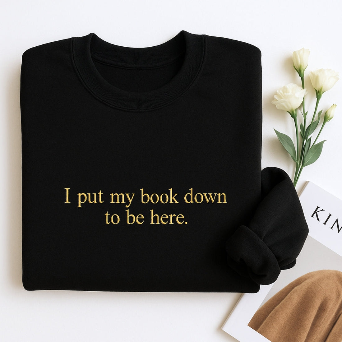 I Put My Book Down Custom Embroidered Hoodie - Funny Reading Gift - Personalized Book Lover Sweatshi