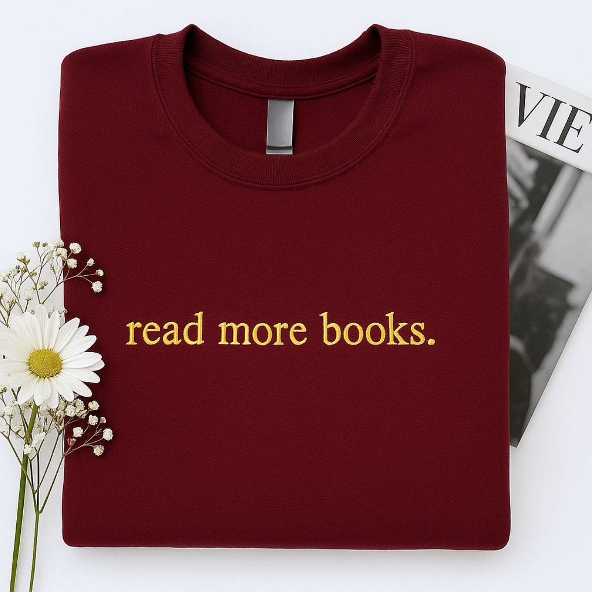 Read More Books Custom Embroidered Hoodie - Personalized Literary Gift - Book Lover Apparel