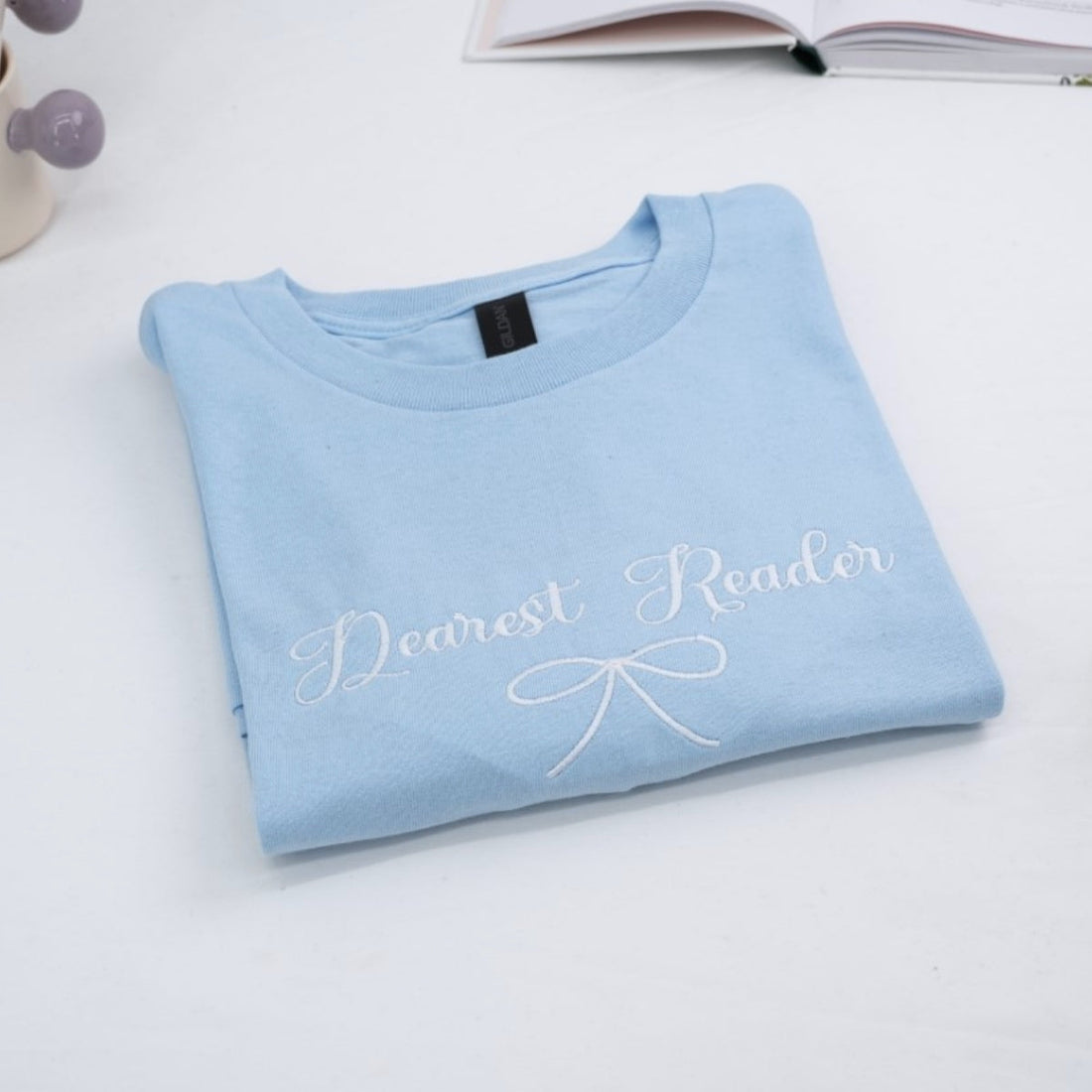 Dearest Reader Custom Embroidered T-Shirt - Literary Gift - Personalized Book Lover Apparel