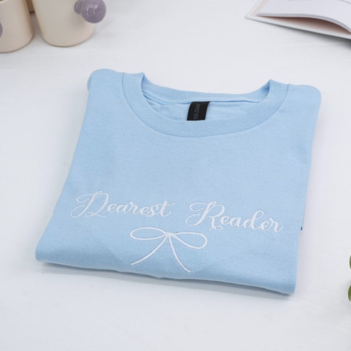 Dearest Reader Custom Embroidered T-Shirt - Literary Gift - Personalized Book Lover Apparel