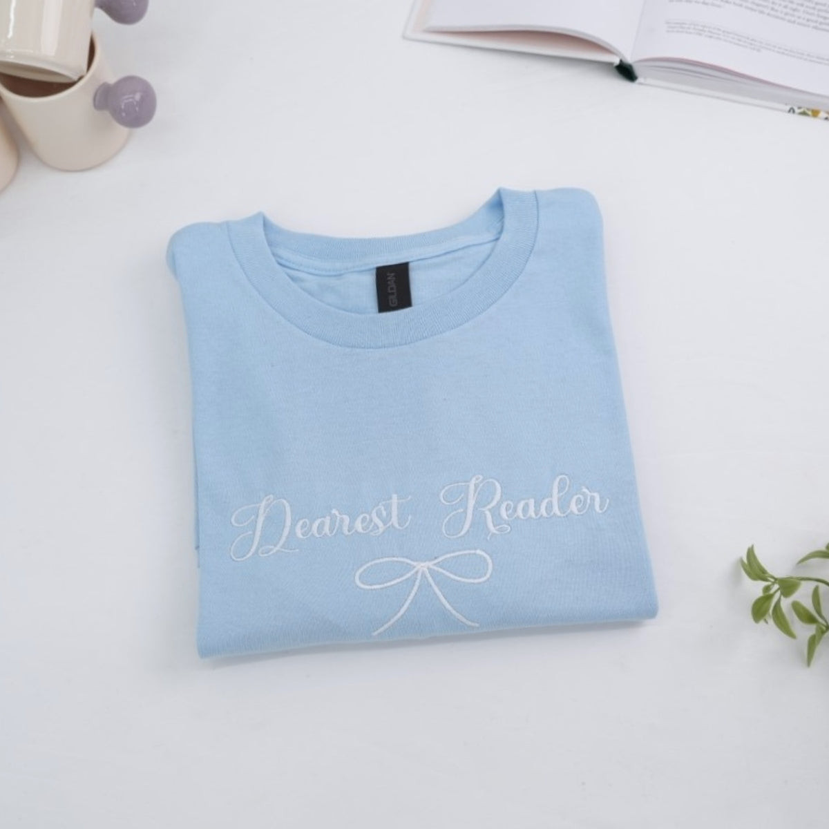 Dearest Reader Custom Embroidered T-Shirt - Literary Gift - Personalized Book Lover Apparel