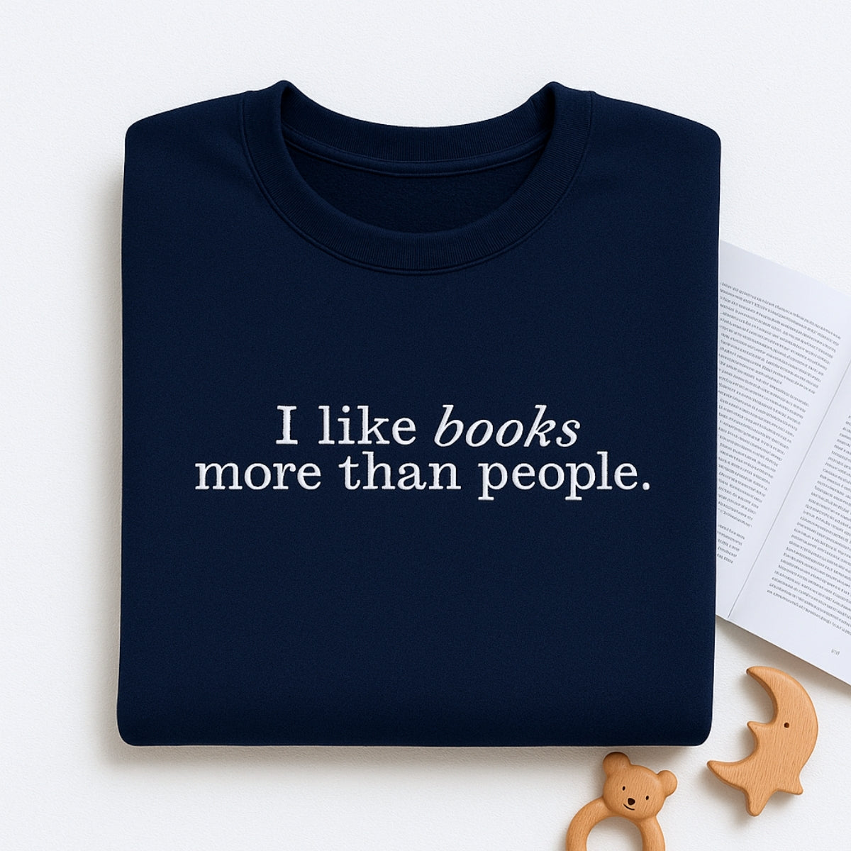 Book Lover Hoodies - I Like Books More Than People Embroidered Sweaters - Introvert Gift