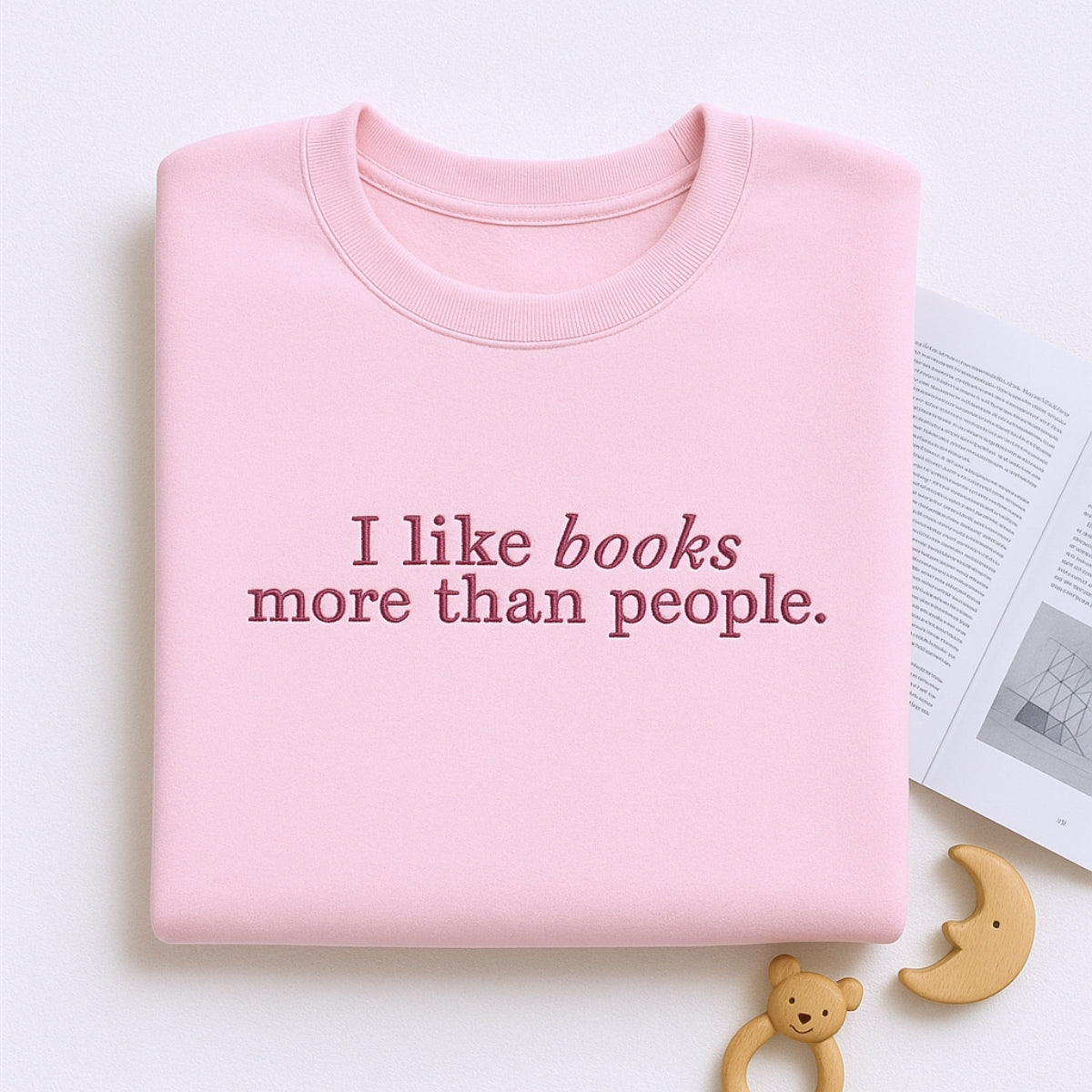Book Lover Hoodies - I Like Books More Than People Embroidered Sweaters - Introvert Gift