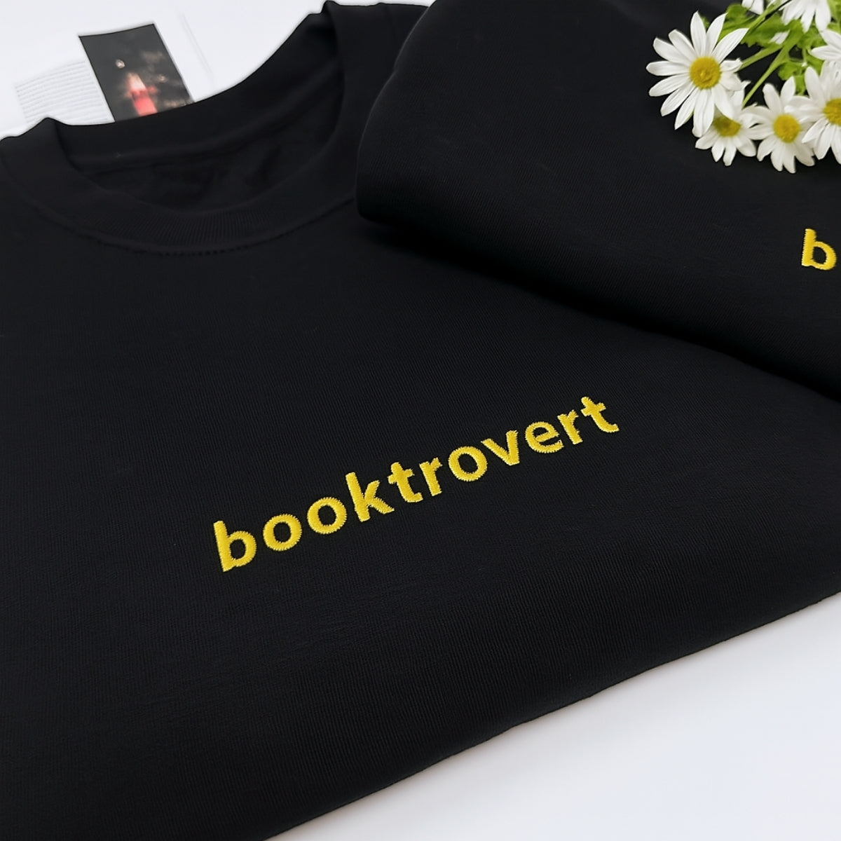 Introvert Book Lover Custom Embroidered Hoodie - Personalized Reading Gift - Booktrovert Apparel