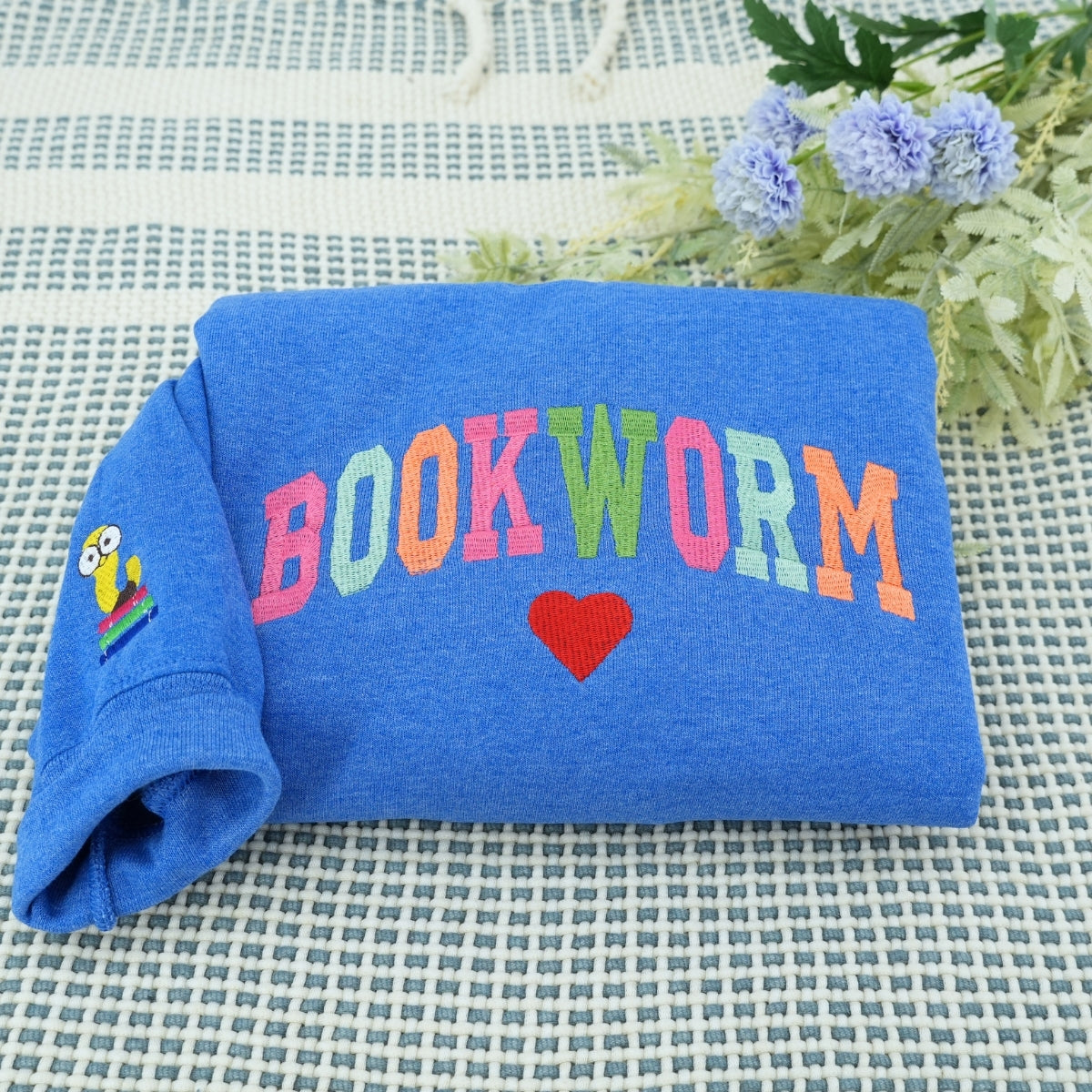 Bookworm Custom Embroidered Hoodie - Personalized Book Lover Gift for Reader