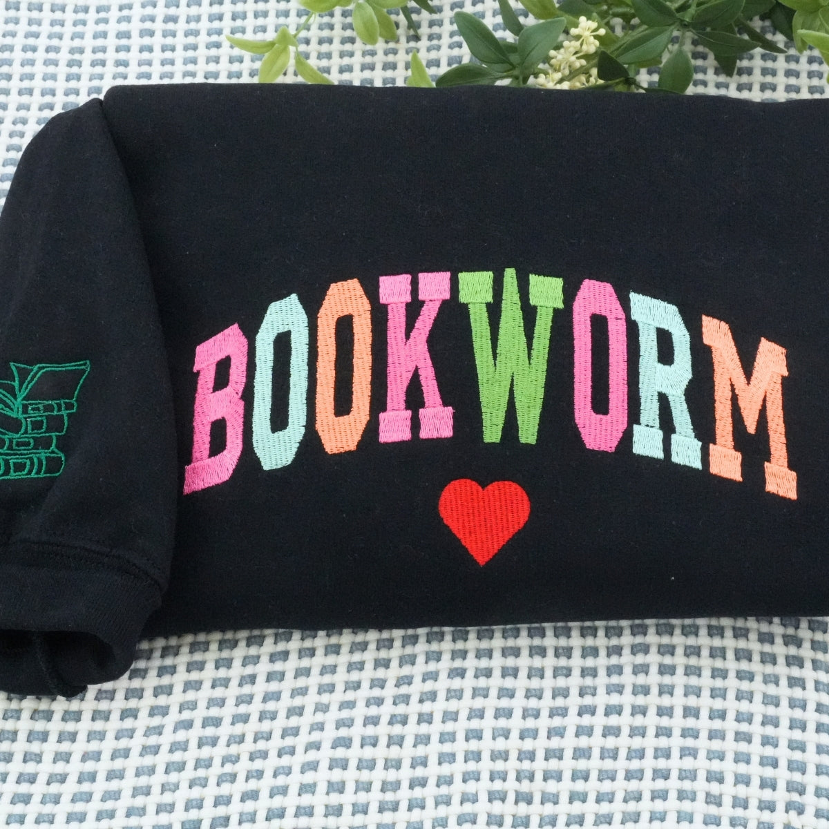 Bookworm Custom Embroidered Hoodie - Personalized Book Lover Gift for Reader