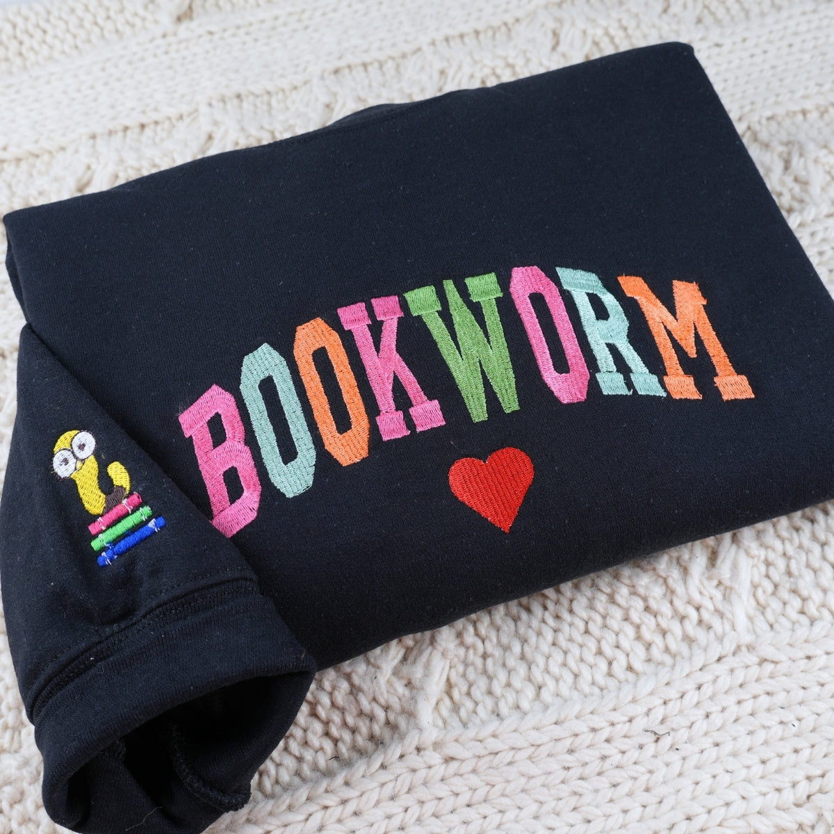 Bookworm Custom Embroidered Hoodie - Personalized Book Lover Gift for Reader