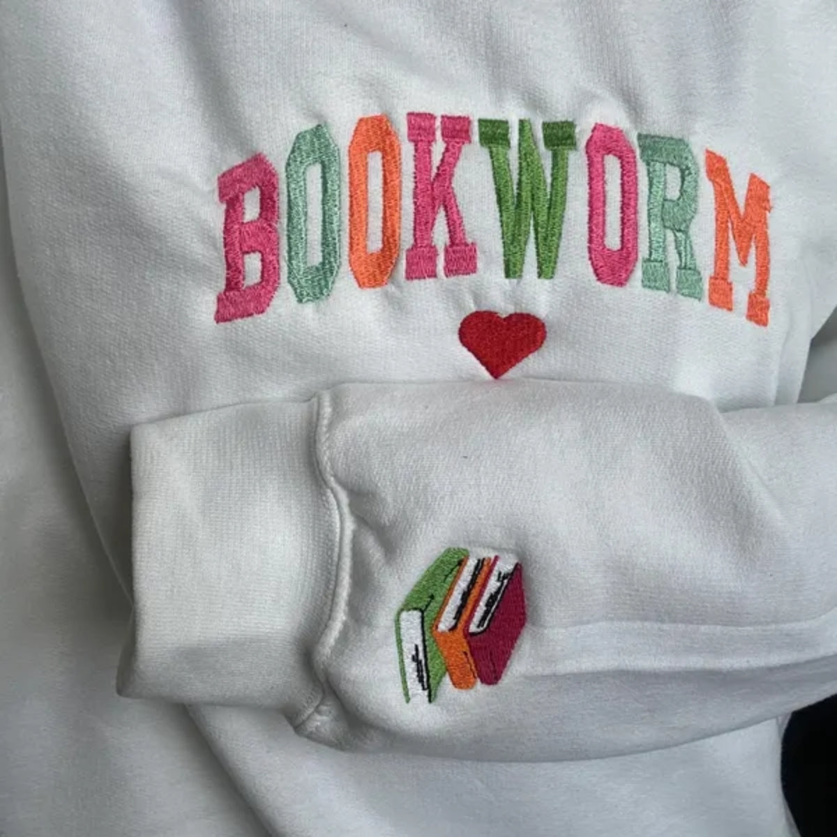 Bookworm Custom Embroidered Hoodie - Personalized Book Lover Gift for Reader