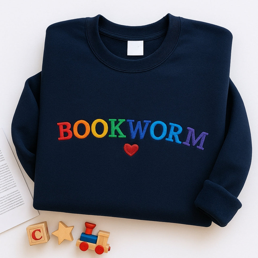 Rainbow Book Lover Custom Embroidered Hoodie - Personalized Reading Gift